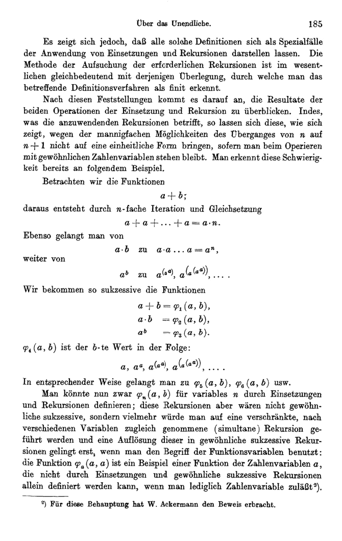 D. Hilbert - Über das Unendliche - Seite 185