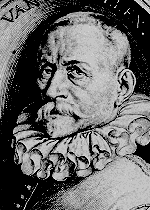 Ludolph van Ceulen, professor at Leiden University, etching