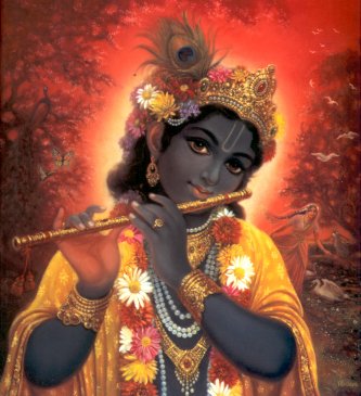 Krishna has a skin in the colour of a dark rain cloud